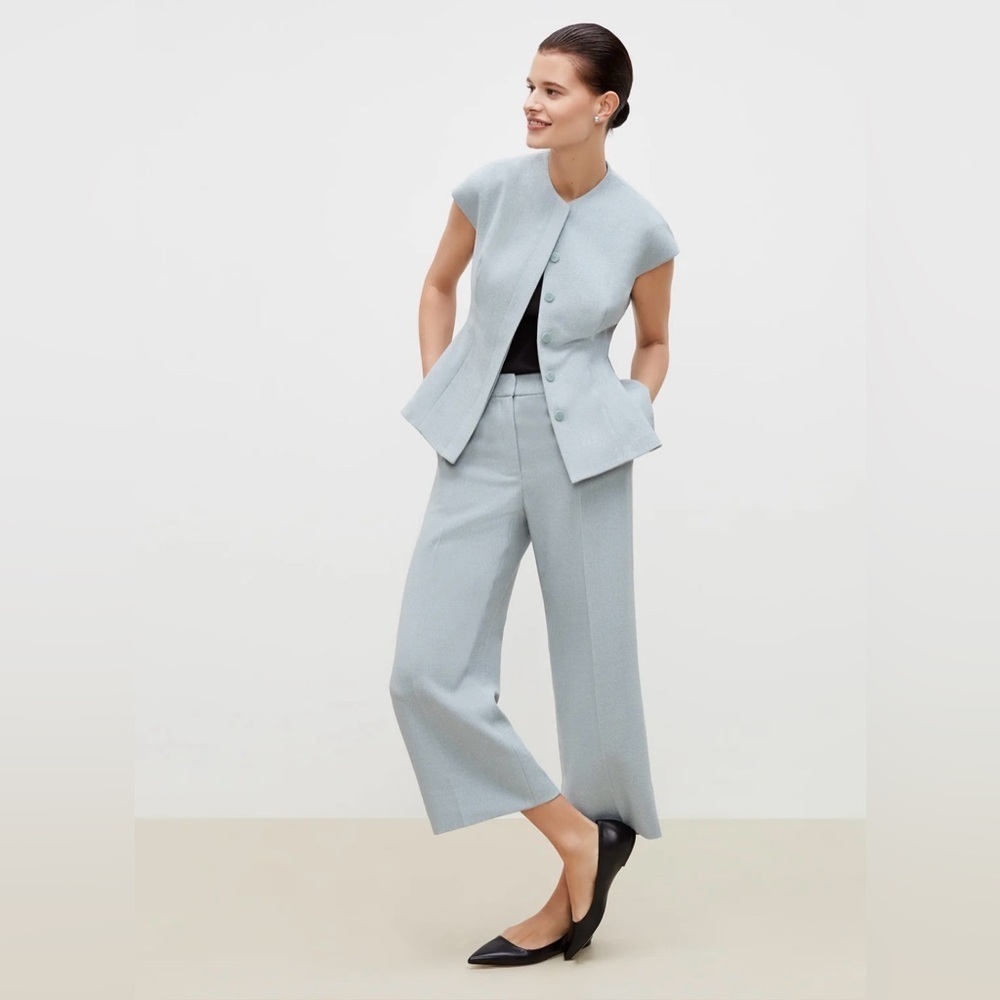 MM Lafleur Womens The Anderson Trouser Pants Textured Suiting Size 4 Powder Blue